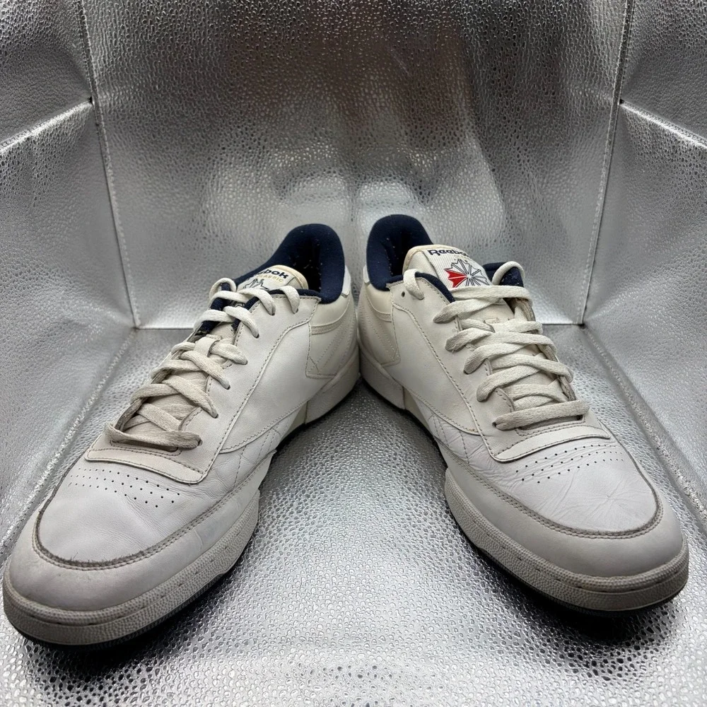 Size 12 Reebok Club C 85 White Mens Lace-Up Leather Athletic Sneaker Shoes